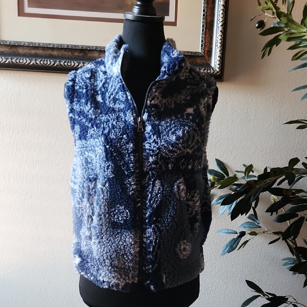 Blue Fuzzy Zip-Up Vest